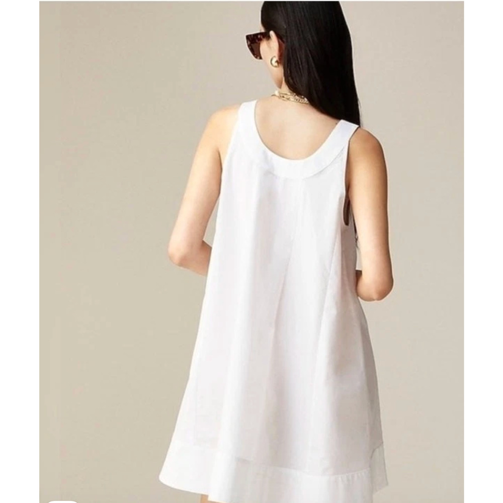 J. CREW Women's Scoopneck Shift Dress Cotton Poplin Dress White Size XS Vacation - Picture 2 of 12